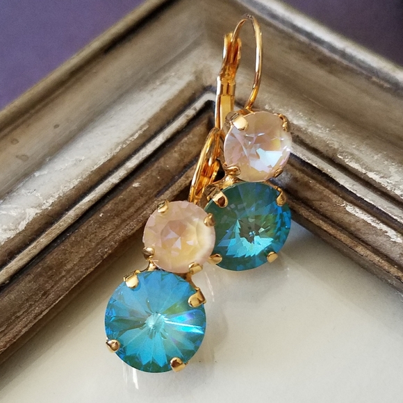 Austrian Crystal Earrings in Gold - Picture 7 of 7